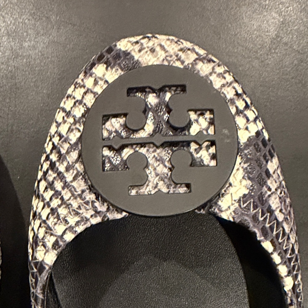Tory Burch Black and Cream Patterned Loafers - Picture 7 of 9